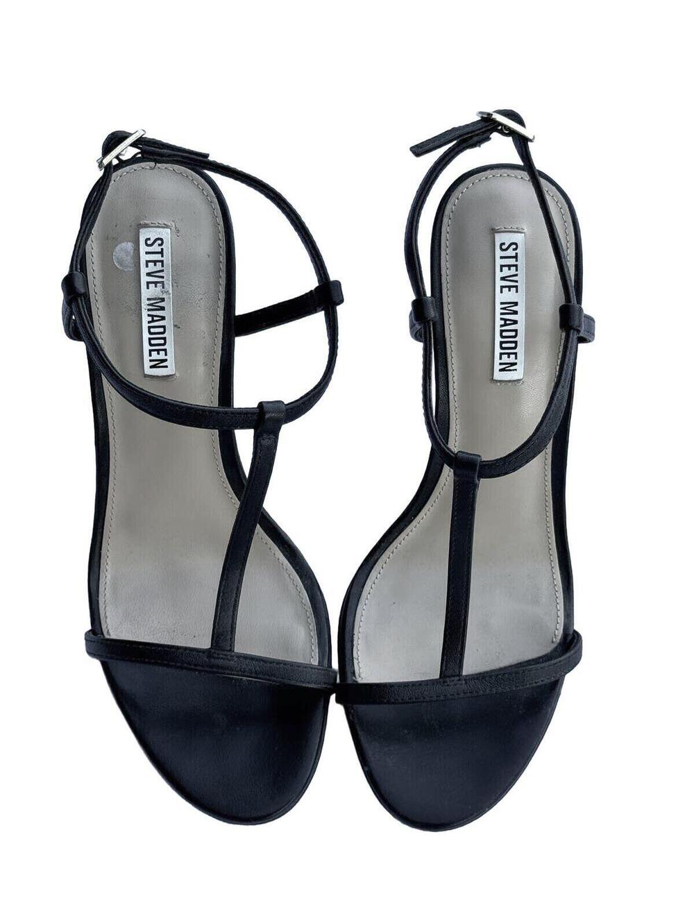 Steve Madden Black Strappy Ankle Strap Stiletto Sandals Heeled Dress Shoes Y2K